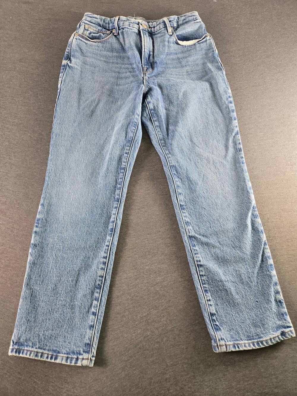 Good American Jeans Womens 6/28 Blue Straight Leg Light Wash Stretch Denim Pants